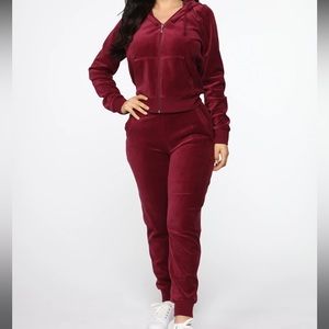 💕The Original Trendsetter Velour Set - Burgundy